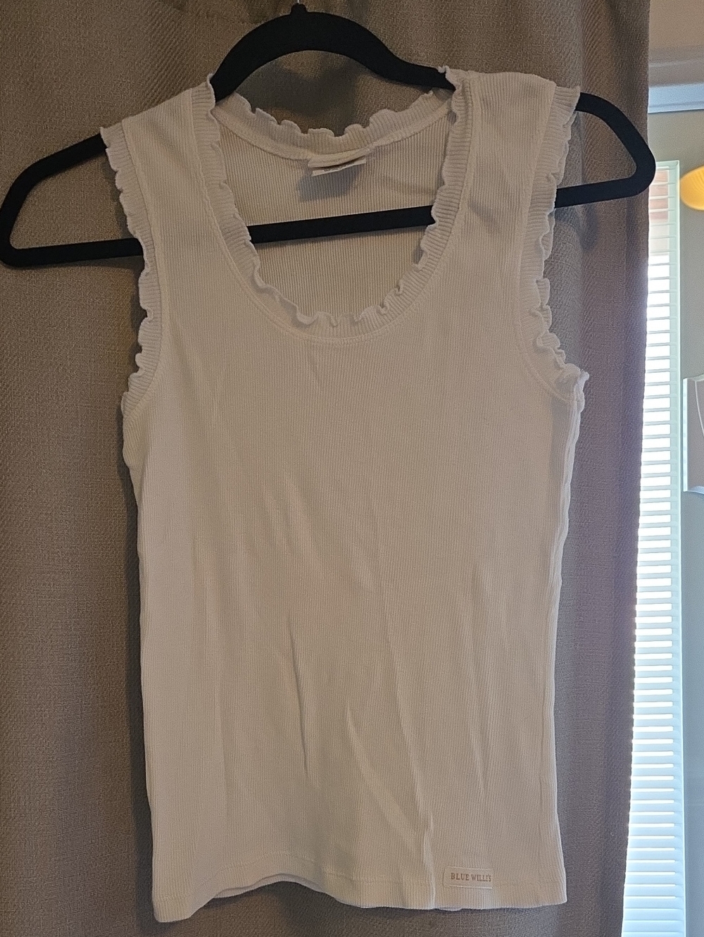 Blue Willi's White Ribbed Tank with Ruffle Trim